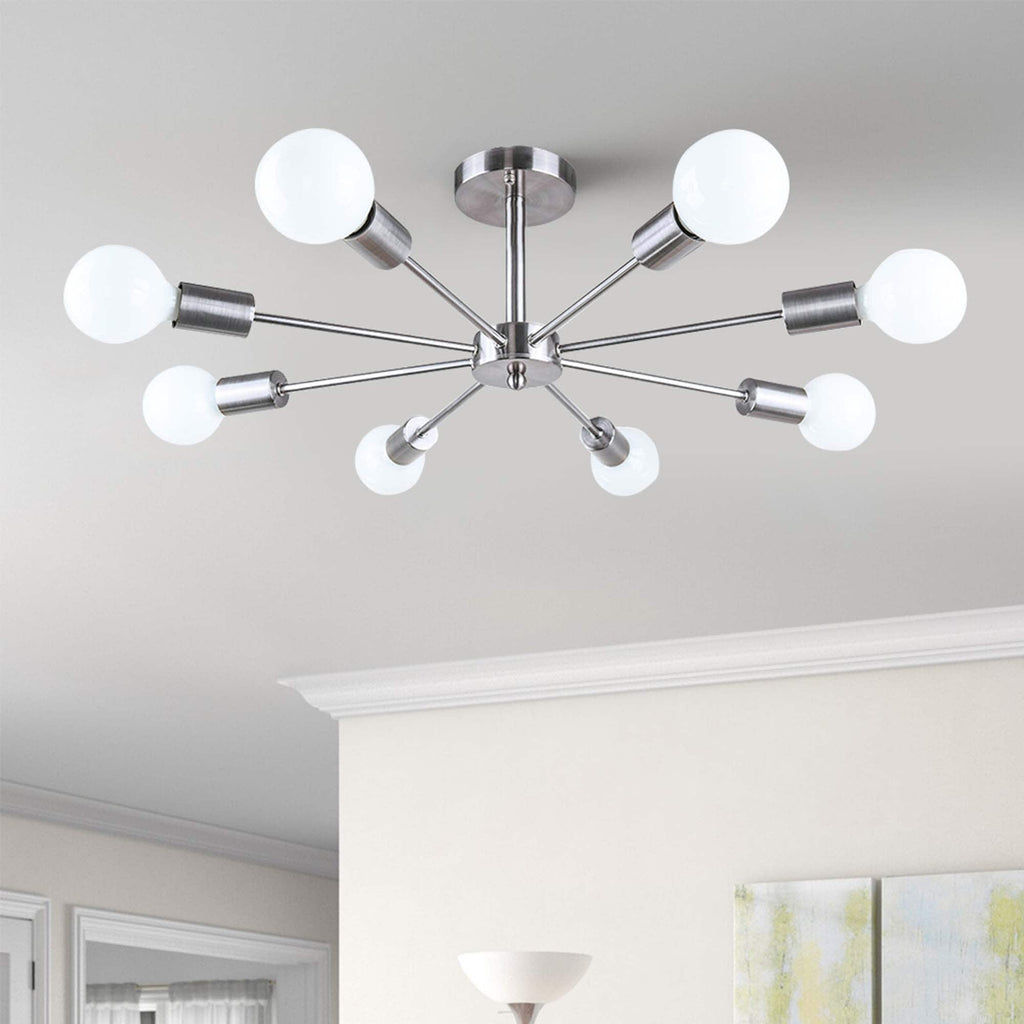 Black/ Gold Sputnik Semi Flush Mount Lamp Close to Ceiling Light Fixture for Living Room/ Kitchen/ Office/ Bedroom/ Foyer