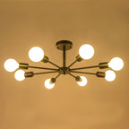 Black/ Gold Sputnik Semi Flush Mount Lamp Close to Ceiling Light Fixture for Living Room/ Kitchen/ Office/ Bedroom/ Foyer