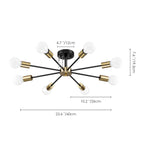 Black/ Gold Sputnik Semi Flush Mount Lamp Close to Ceiling Light Fixture for Living Room/ Kitchen/ Office/ Bedroom/ Foyer