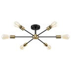 Black/ Gold Sputnik Semi Flush Mount Lamp Close to Ceiling Light Fixture for Living Room/ Kitchen/ Office/ Bedroom/ Foyer