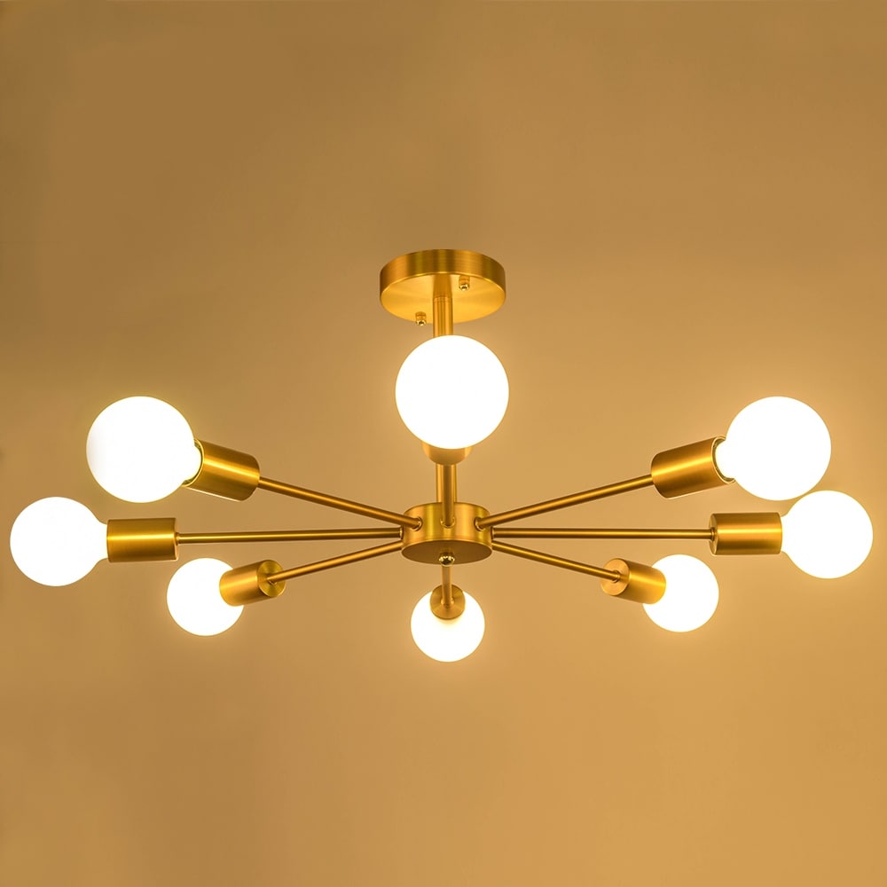 Black/ Gold Sputnik Semi Flush Mount Lamp Close to Ceiling Light Fixture for Living Room/ Kitchen/ Office/ Bedroom/ Foyer
