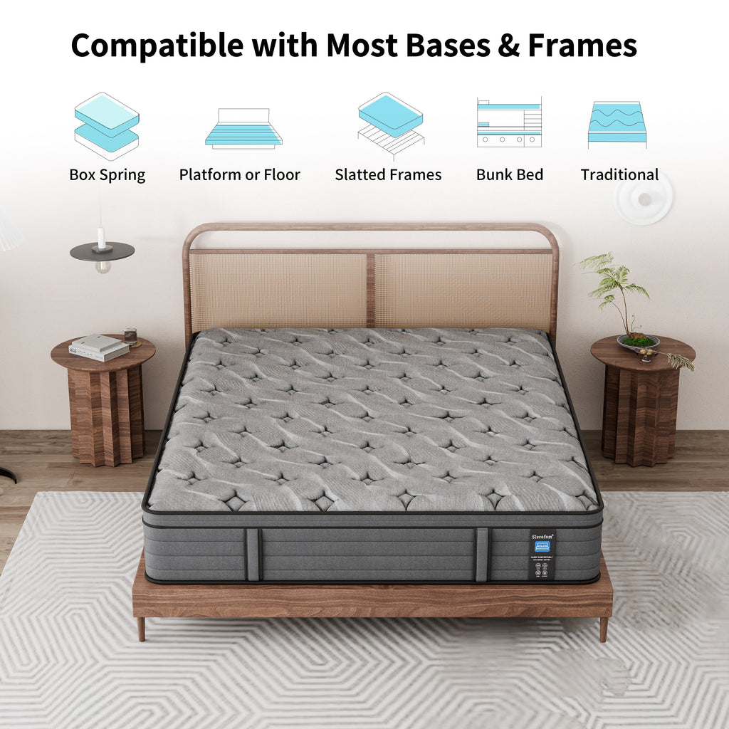 Modland 14-inch Hybrid Medium Euro Top Mattress, Pocket Spring Mattress in a Box