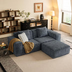 Modular Convertible Sofa Bed 2 Seater Gray Corduroy Velvet