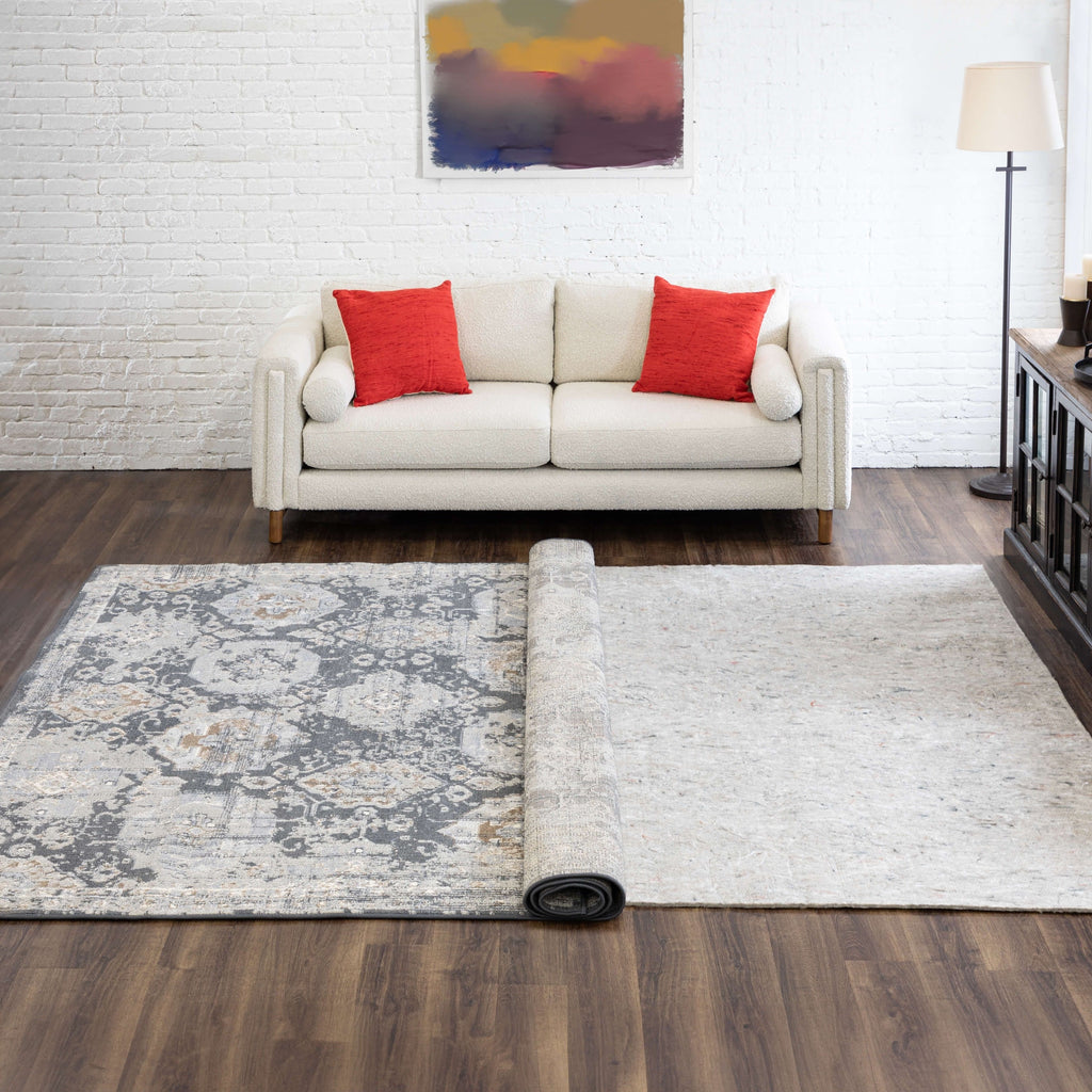 Mohawk Home Felt Rug Pad 3/8 Inch Thick Plush Comfort Cushion - Grey