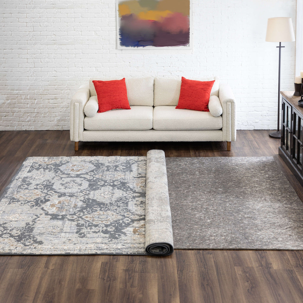 Mohawk Home Non Slip Rug Pad 1/2 Inch Thick Felt Cushion Reversible - Grey