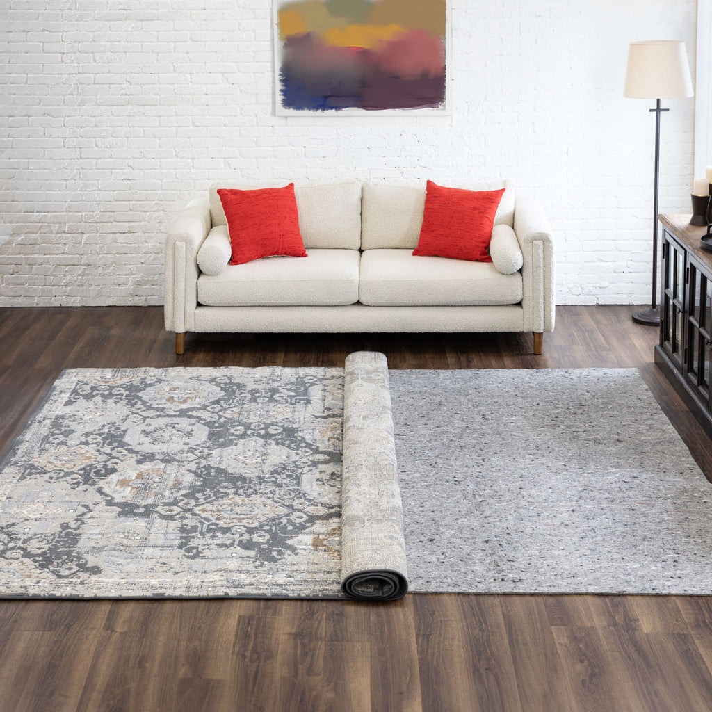 Mohawk Home Non Slip Rug Pad 3/8 Inch Thick Felt Cushion Reversible - Grey