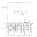 Mola Modern Gold 3-Light Seeded Glass Chandelier Linear Island Pendant Light for Dining Room