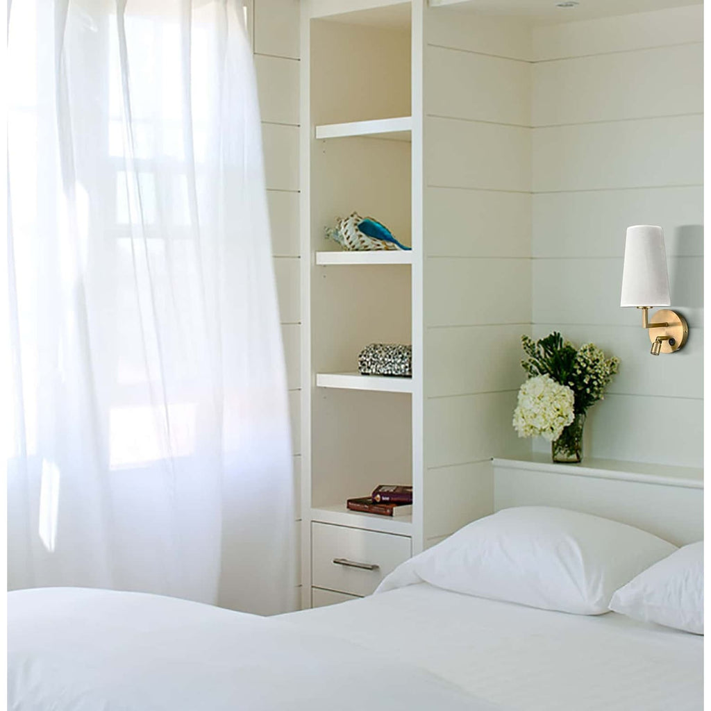 Morbihan Wall Sconce Set of 2 Fabric Wall Lamp with USB Port and Switch