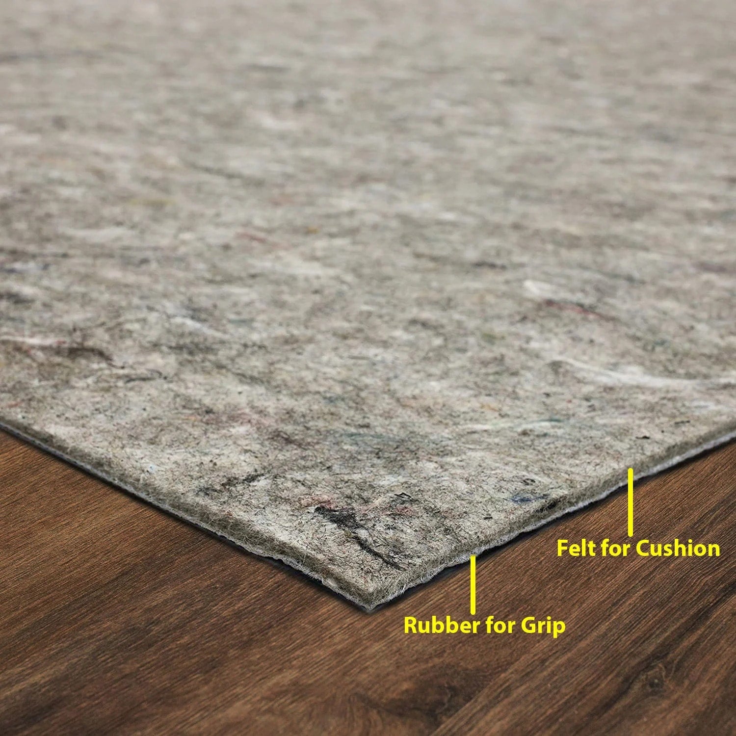 Multi-Size/Thickness Loombloom Felt & Rubber Non-Slip Rug Pad Grey