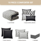 Nanshing Calvin Luxury10-Piece Geometric Comforter Set