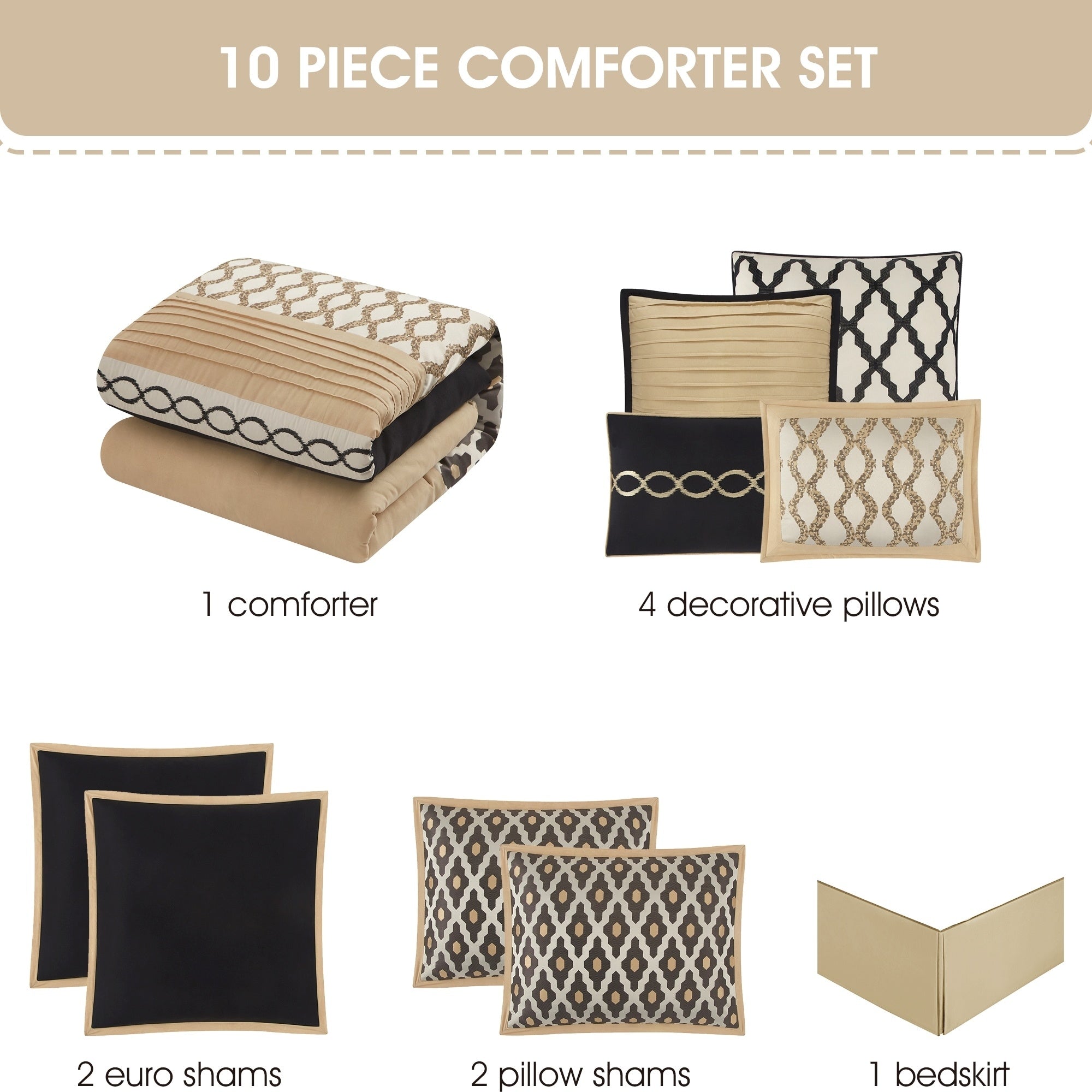 Nanshing Calvin Luxury10-Piece Geometric Comforter Set