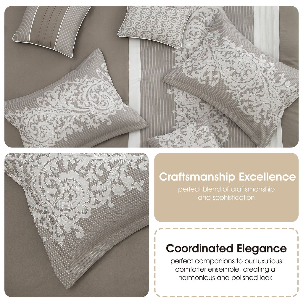 Nanshing Salem Damask Jacquard 7-Piece Comforter Set