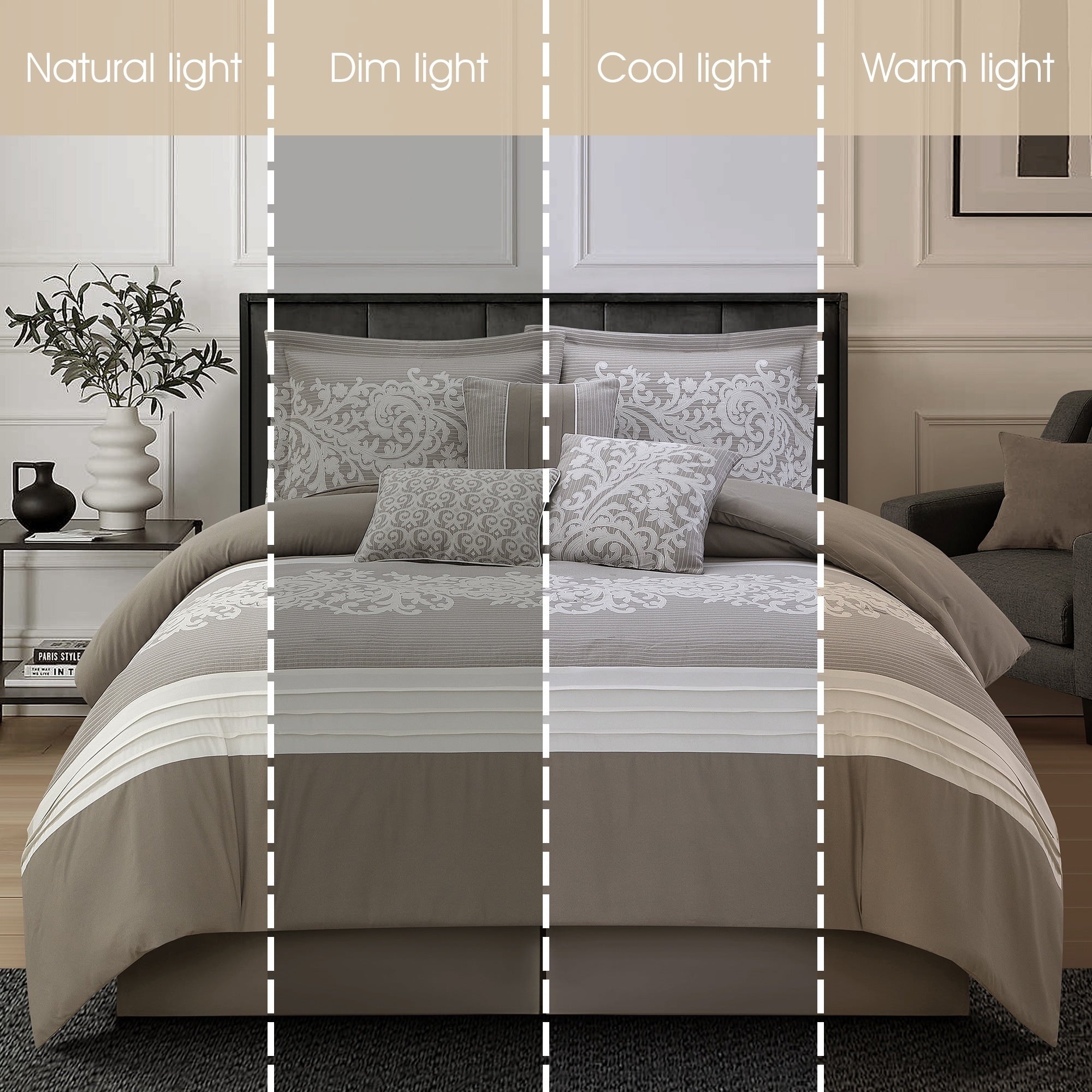 Nanshing Salem Damask Jacquard 7-Piece Comforter Set