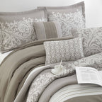 Nanshing Salem Damask Jacquard 7-Piece Comforter Set