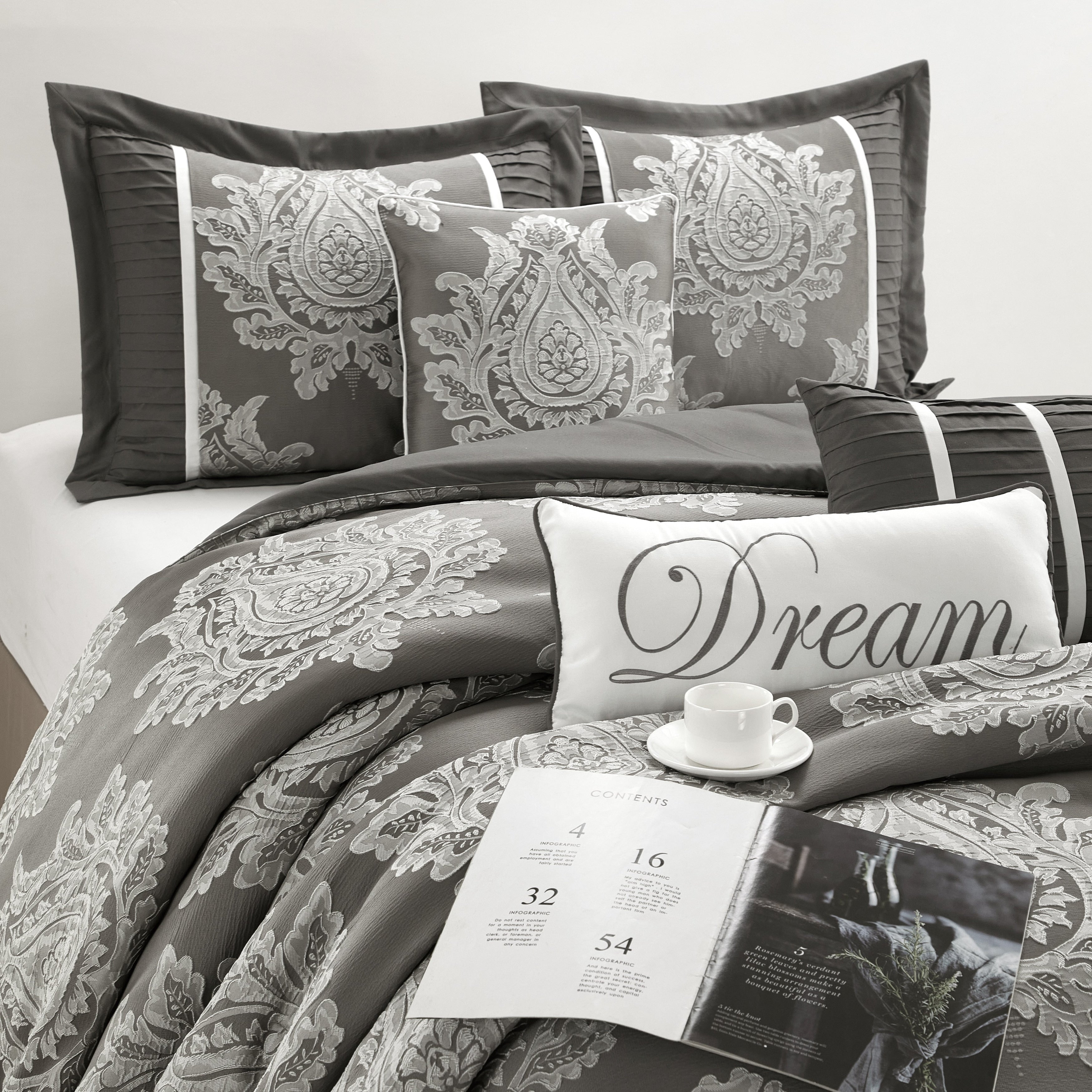 Nanshing Tiana 7 Piece Traditional Damask Comforter Set