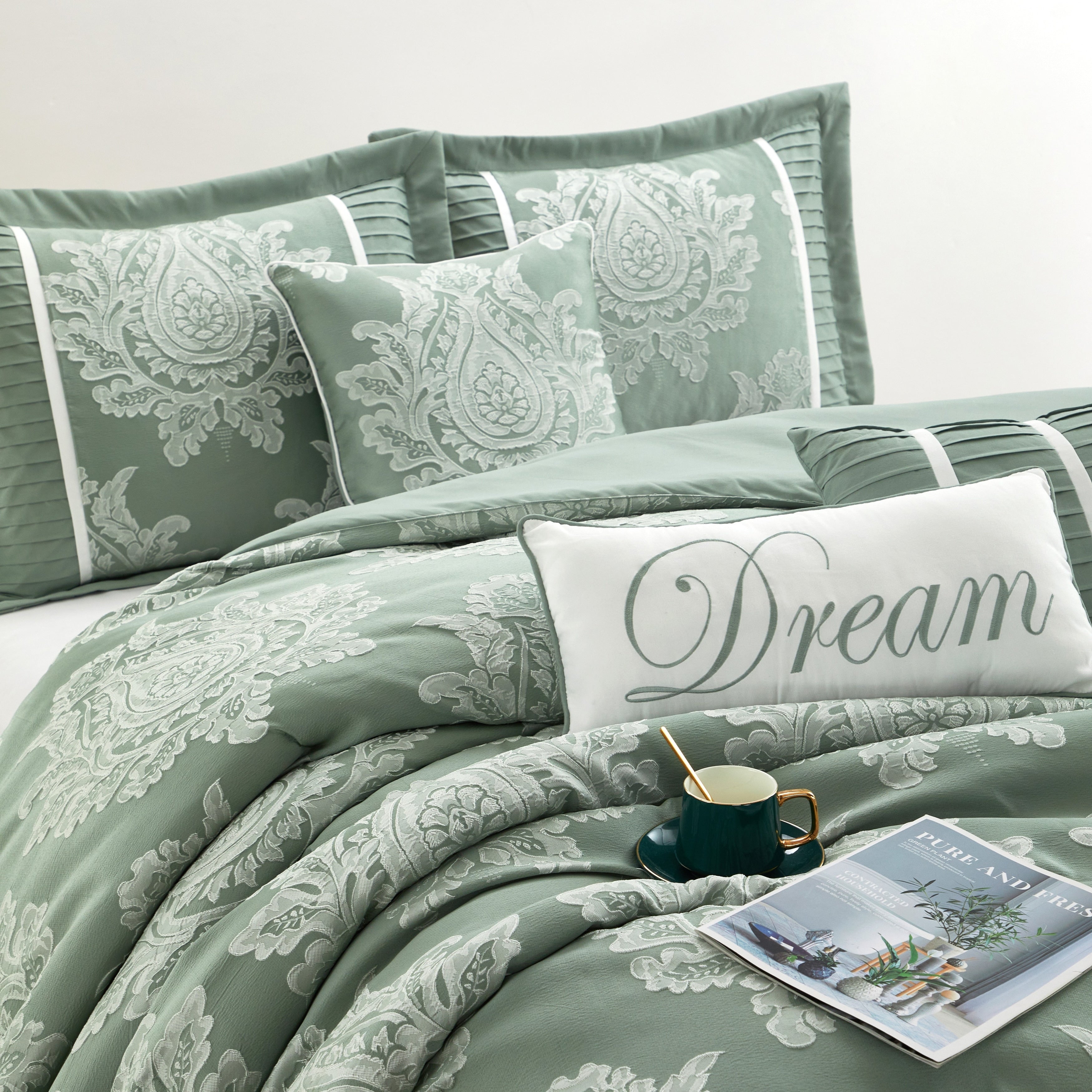 Nanshing Tiana 7 Piece Traditional Damask Comforter Set