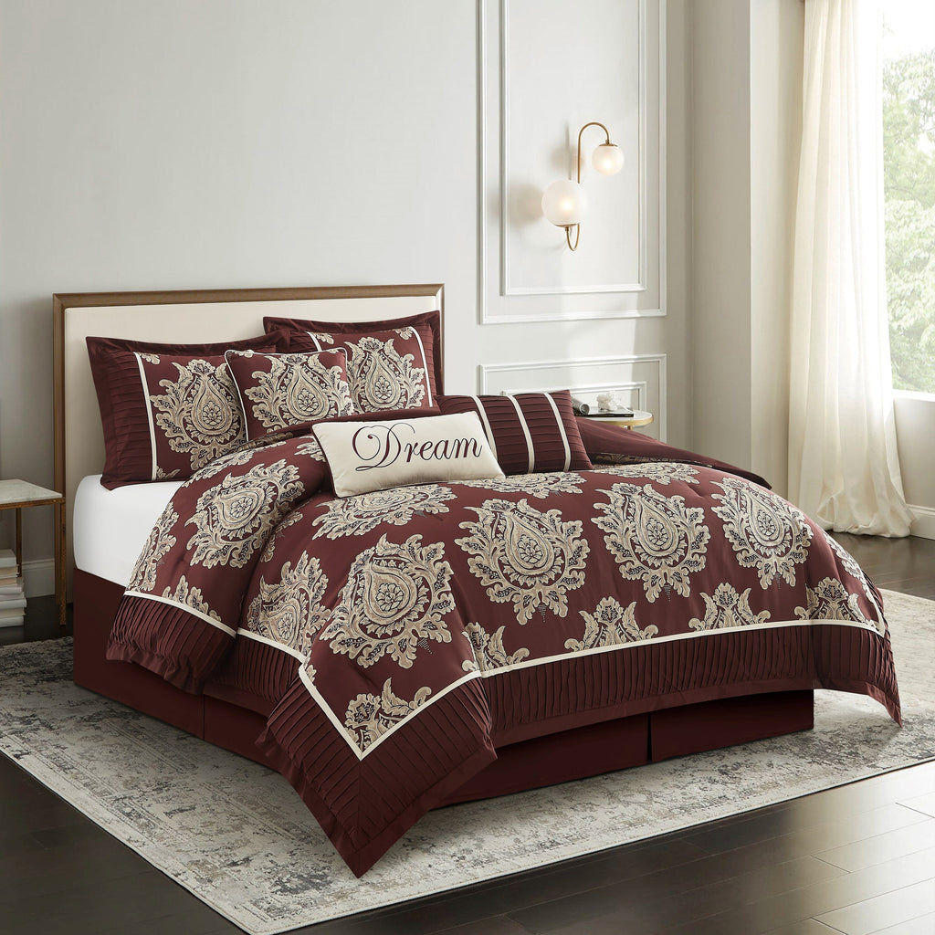Nanshing Tiana 7 Piece Traditional Damask Comforter Set