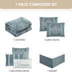 Nanshing Tiana 7 Piece Traditional Damask Comforter Set