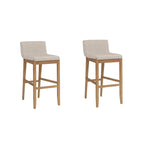 Gracie Modern Bar Stool, Boucle Upholstered Chair and Brushed Wooden Legs