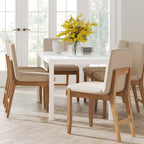 Gracie Modern Bar Stool, Boucle Upholstered Chair and Brushed Wooden Legs