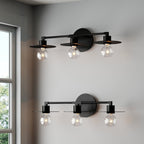 Nathan James Pattinson 3-Lights Bathroom Vanity Light Fixture with Metal Frame and Thin Plate Shade