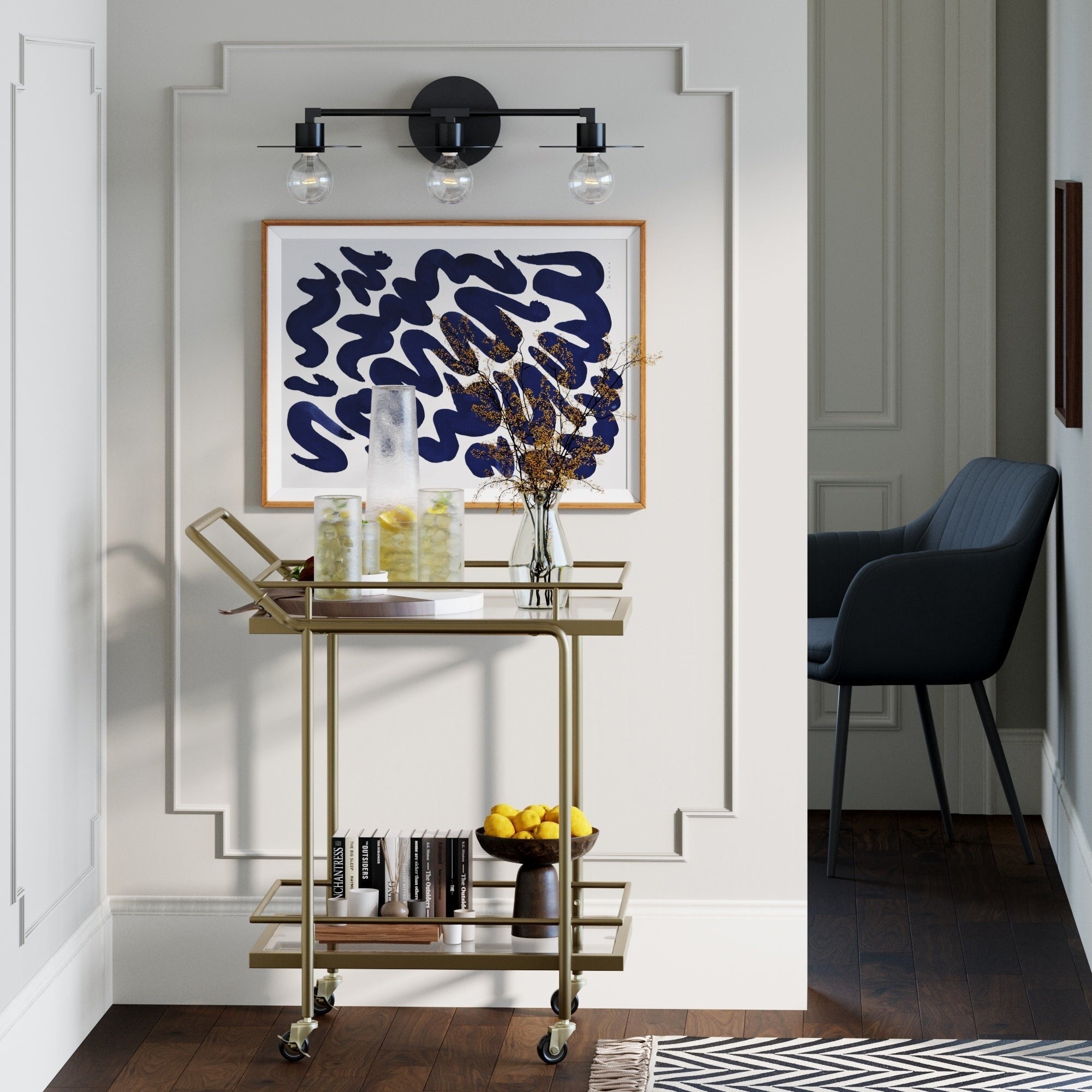 Nathan James Pattinson 3-Lights Bathroom Vanity Light Fixture with Metal Frame and Thin Plate Shade