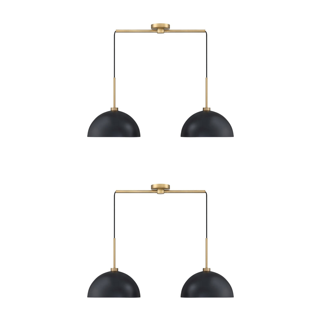 Nathan James Percy Modern 2-Light Pendant Island Light Fixture, Hanging Lights with Metal Shade and Adjustable Cord
