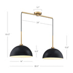 Nathan James Percy Modern 2-Light Pendant Island Light Fixture, Hanging Lights with Metal Shade and Adjustable Cord