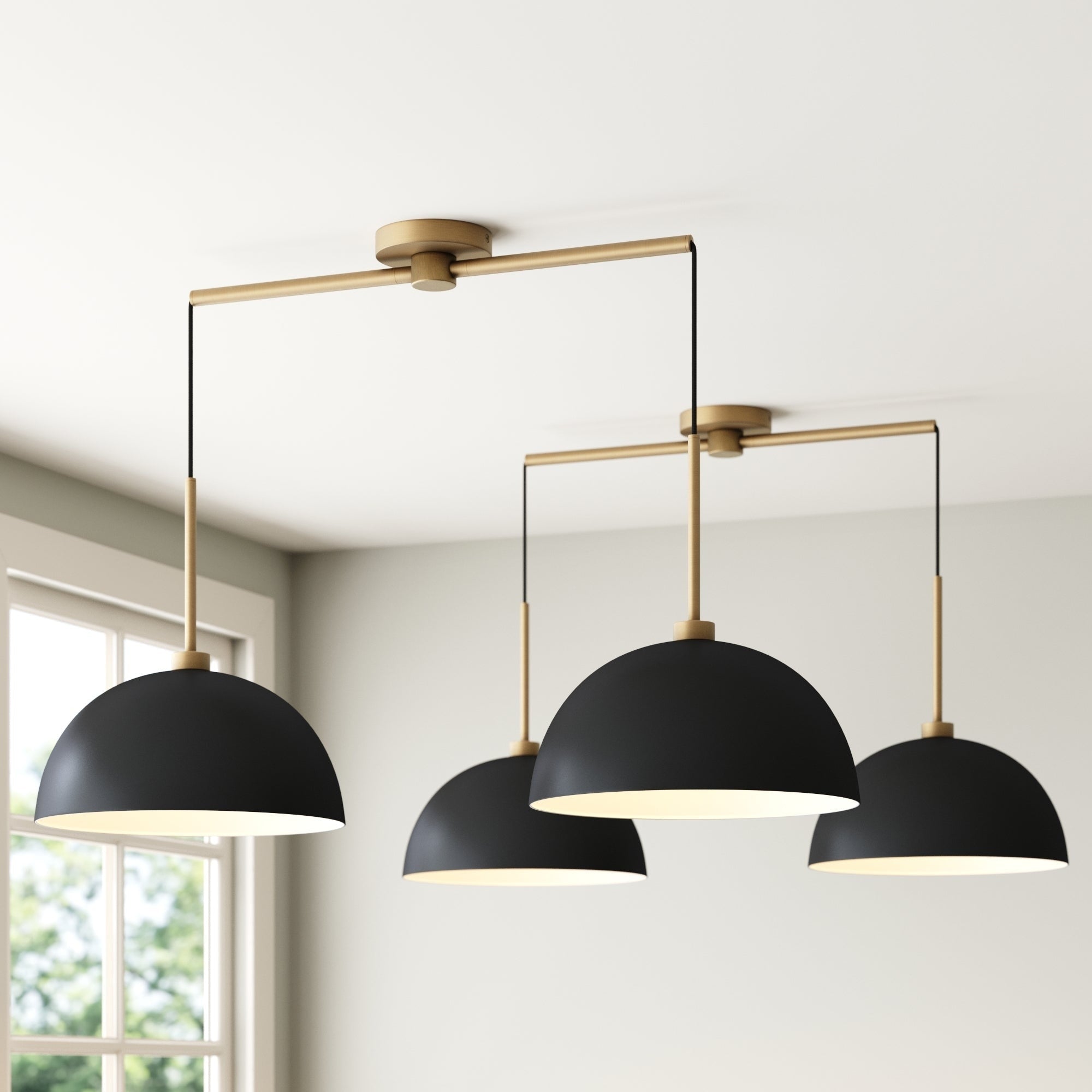 Nathan James Percy Modern 2-Light Pendant Island Light Fixture, Hanging Lights with Metal Shade and Adjustable Cord