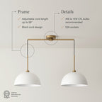 Nathan James Percy Modern 2-Light Pendant Island Light Fixture, Hanging Lights with Metal Shade and Adjustable Cord