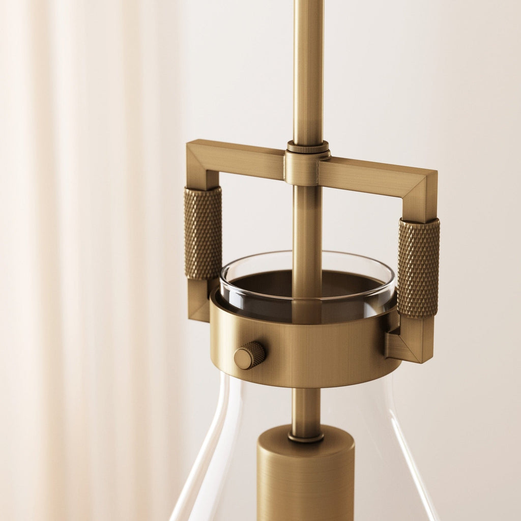 Nathan James Vincent Glass Pendant Lighting, Hanging Light Fixture with Adjustable Stem and Clear Shade
