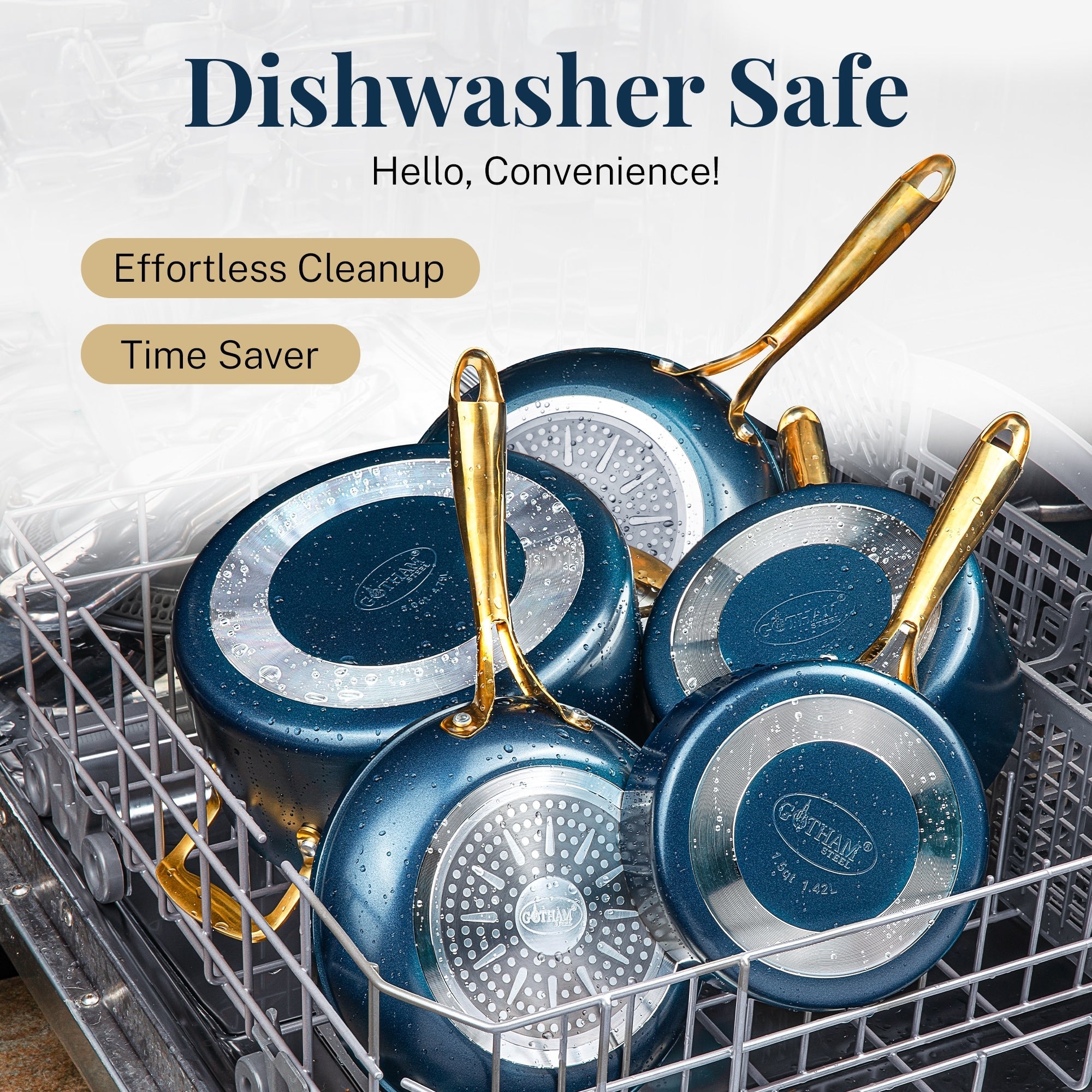 Gotham Steel Natural Collection Pots and Pans 15 Pc Ultra Performance Ceramic Nonstick Cookware Set in Navy