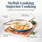 Gotham Steel Natural Collection Pots and Pans 15 Pc Ultra Performance Ceramic Nonstick Cookware Set in Navy