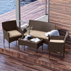 Nestl 4 Piece Wicker Patio Furniture Set - Outside Patio Conversation Set