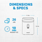 Newair 26 lbs. Countertop Nugget Ice Maker in Matte Black, Ice Viewing Window, Self-Cleaning Button, Easy-Pour Waterspout