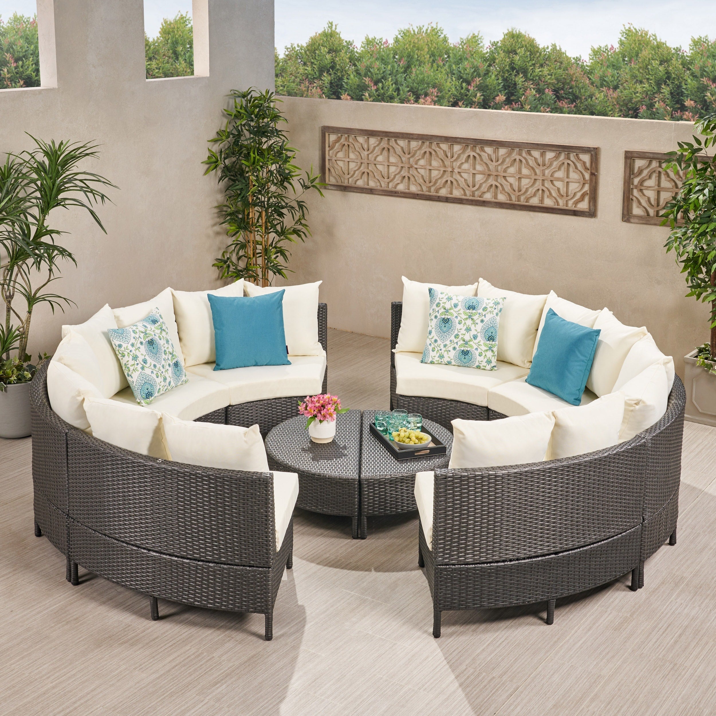 Newton All-Weather Wicker Sectional Sofa Set by Christopher Knight Home