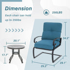 Nista 3 Piece Outdoor Patio C-Spring Bistro Set Dining Chairs with Cushions and Coffee Table by Havenside Home