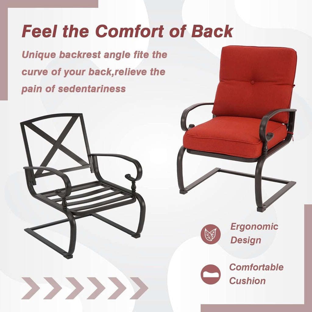 Nista 3 Piece Outdoor Patio C-Spring Bistro Set Dining Chairs with Cushions and Coffee Table by Havenside Home