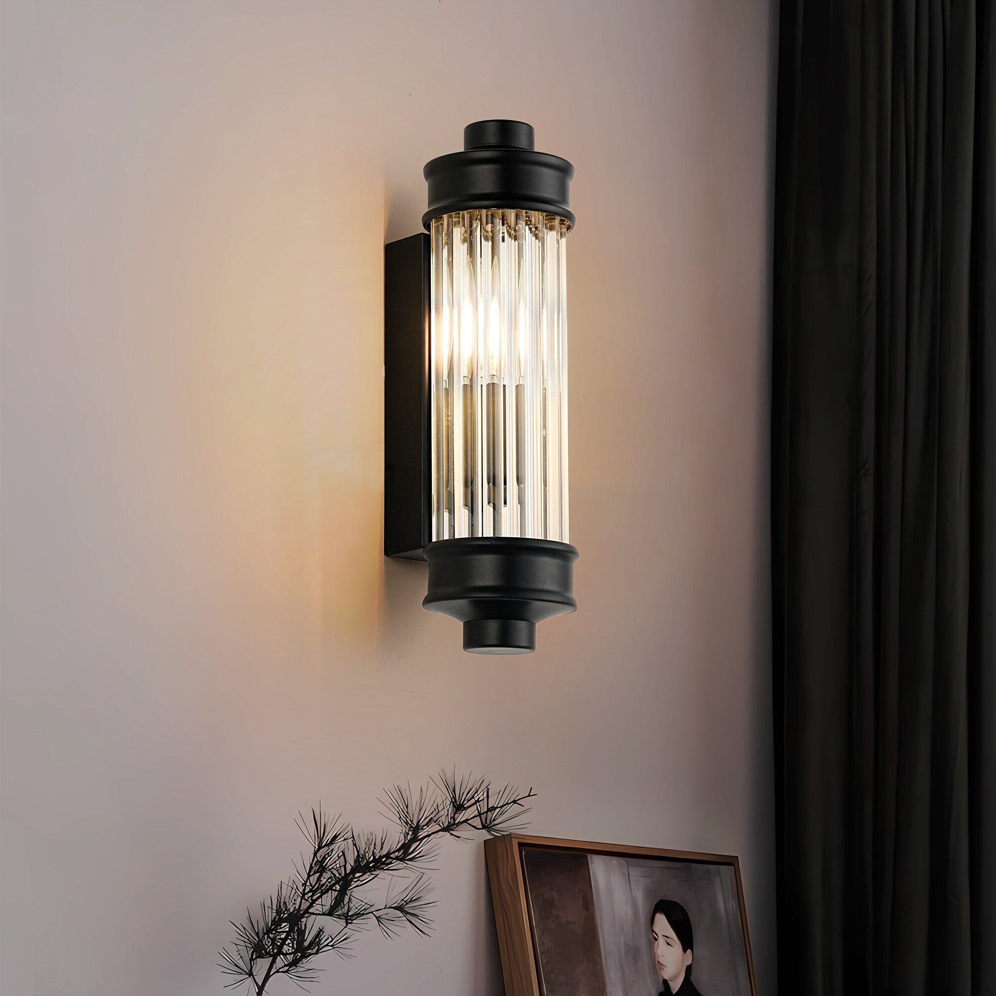 Nordic Postmodern Wall Sconce, European Wall Light in Simple Vintage Glass Crystal