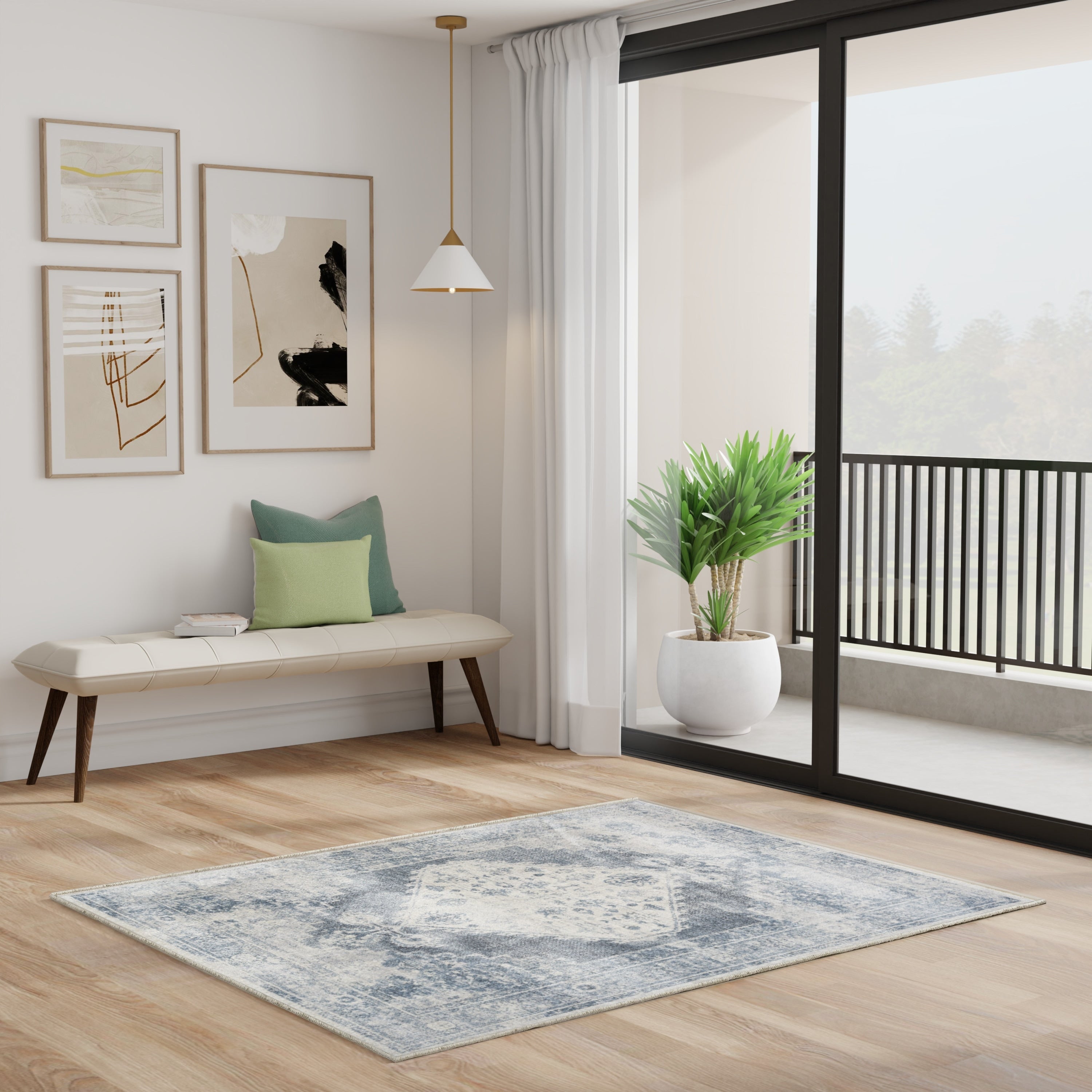 Nourison Abby Machine Washable Indoor only Persian Distressed Area Rug