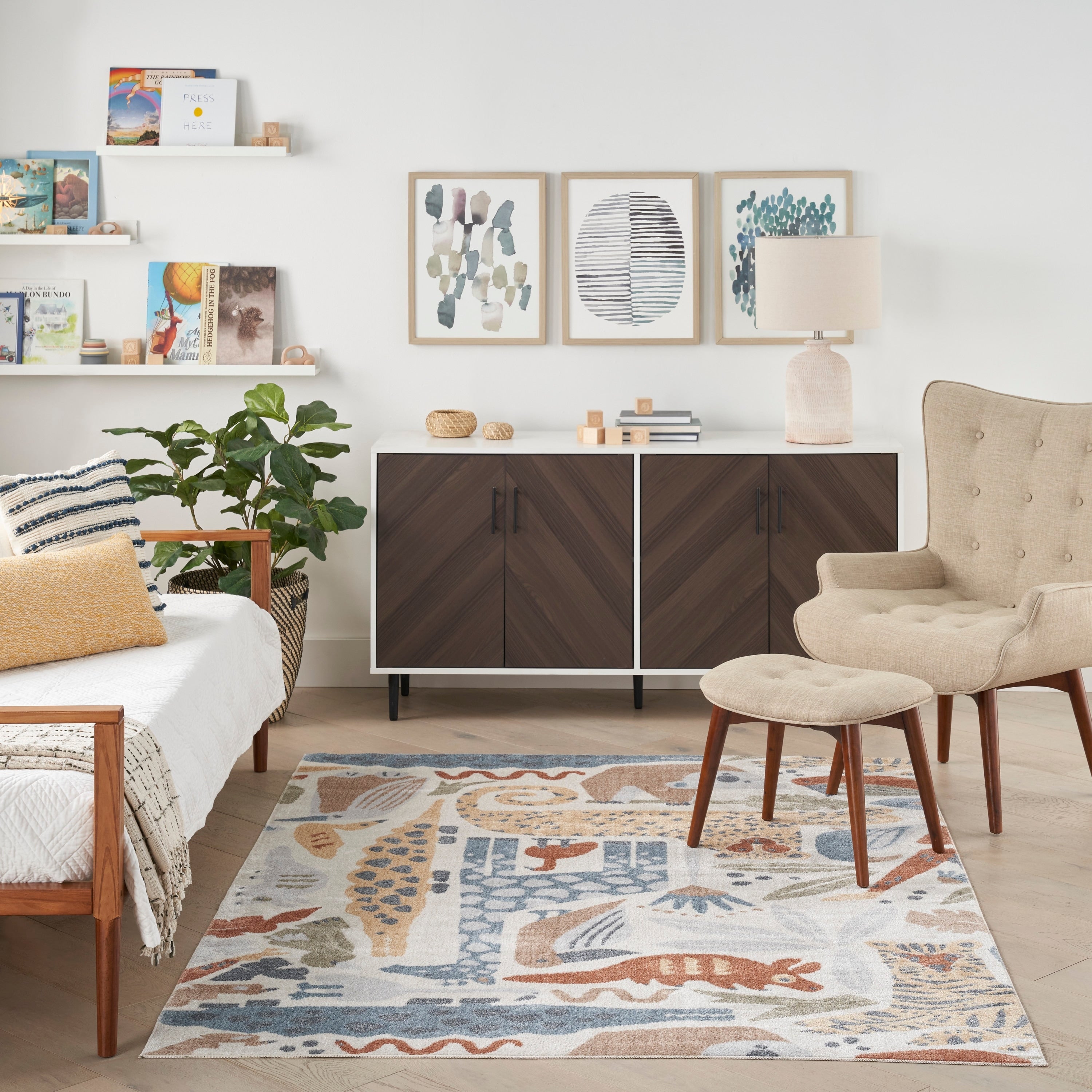 Nourison Astra Machine Washable Animal Print Area Rug