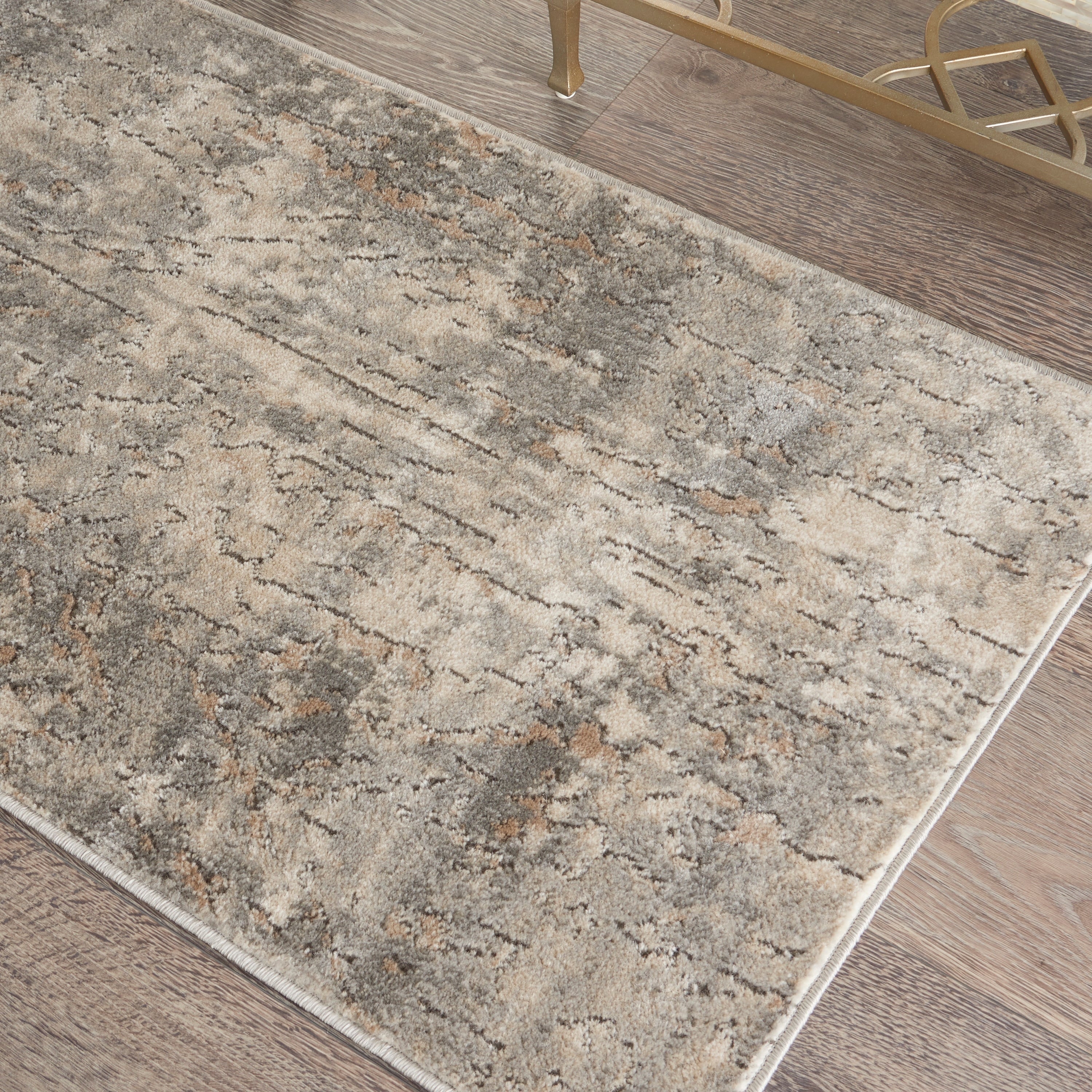 Nourison Concerto Distressed Abstract Beige Grey Area Rug