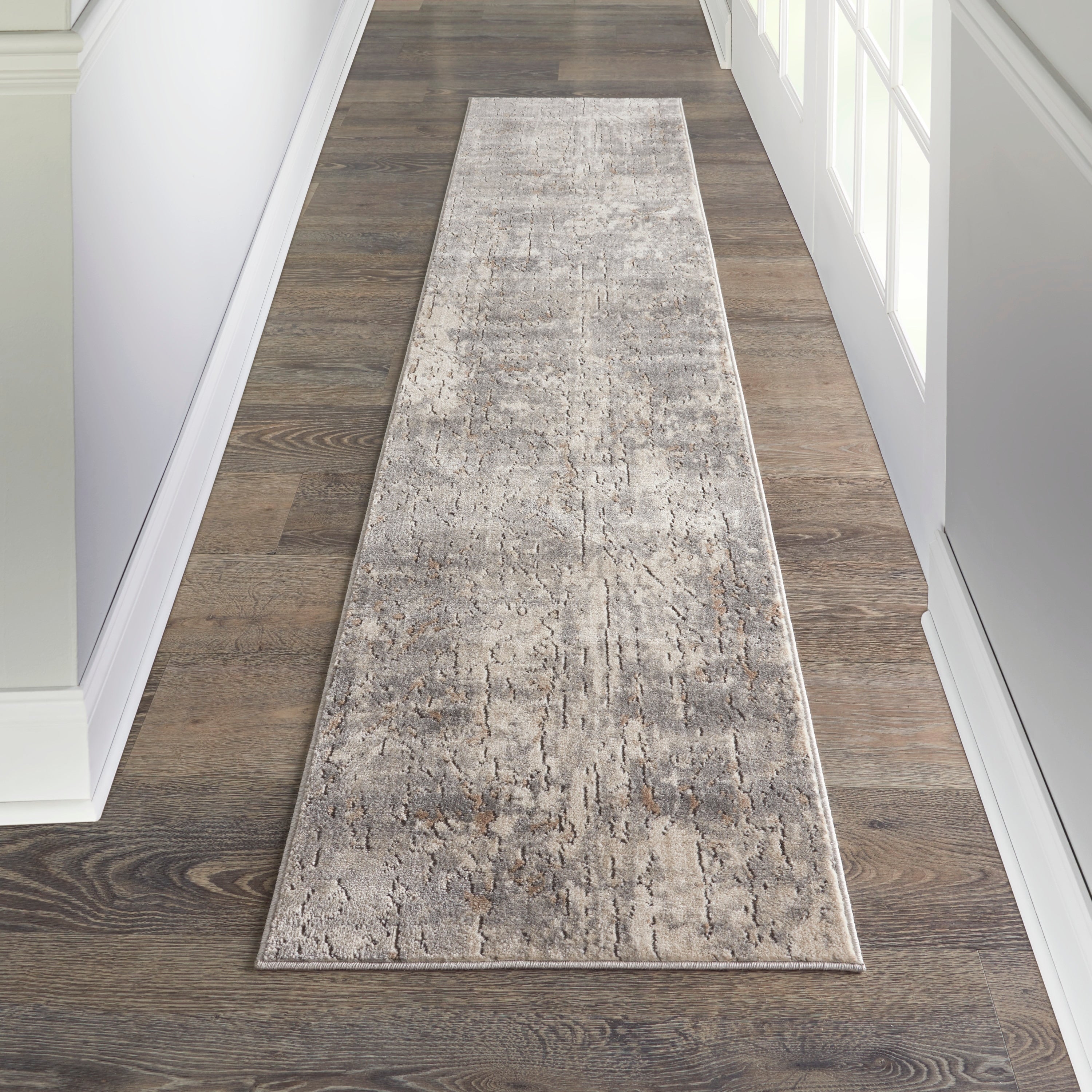Nourison Concerto Distressed Abstract Beige Grey Area Rug