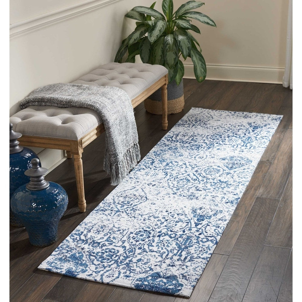 Nourison Damask Distressed Contemporary Area Rug