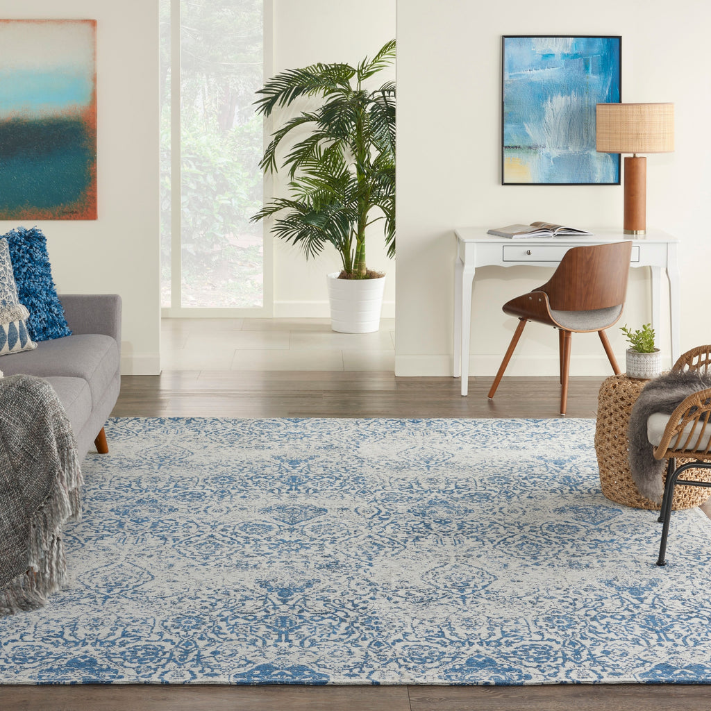 Nourison Damask Distressed Contemporary Area Rug