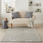 Nourison Damask Distressed Contemporary Area Rug