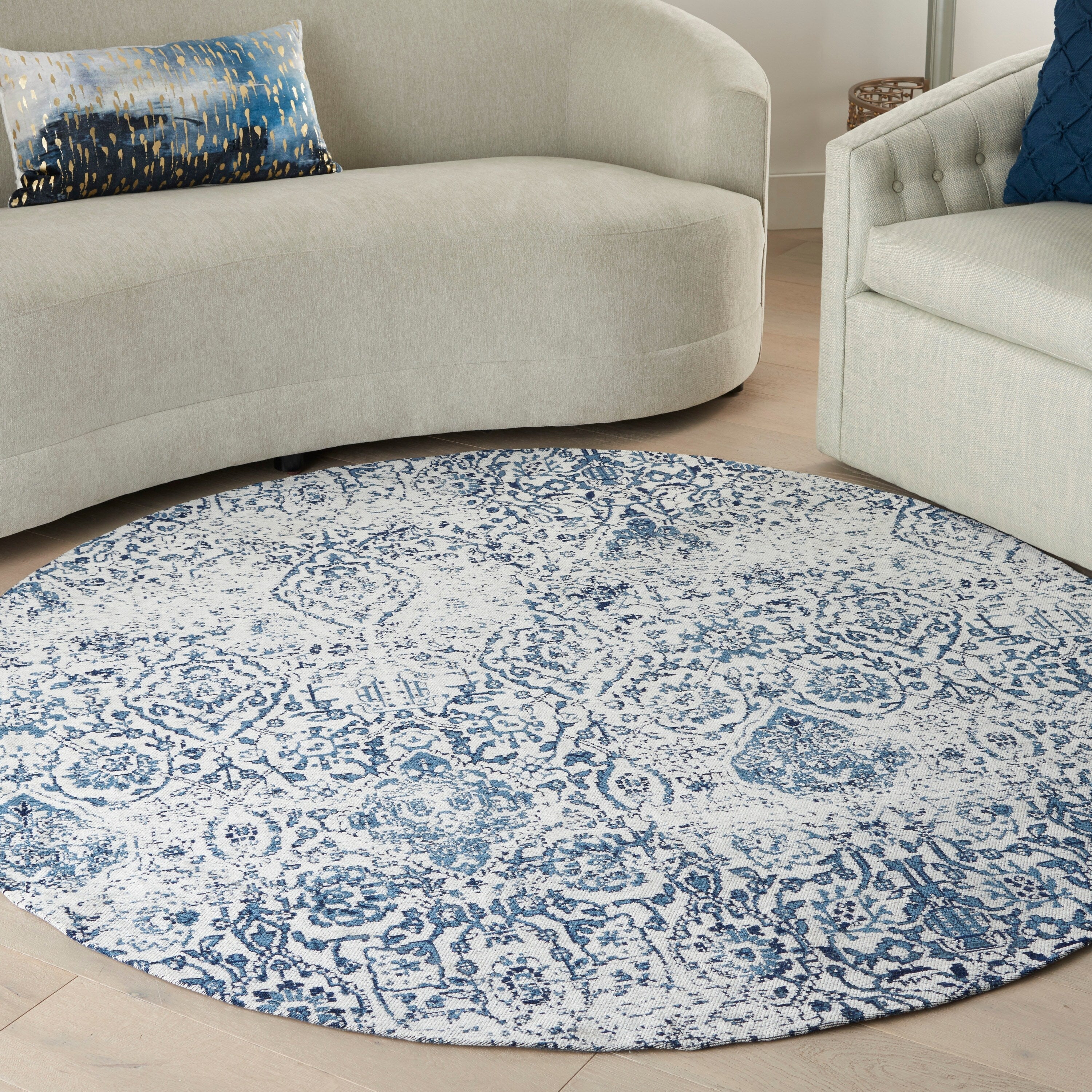 Nourison Damask Distressed Contemporary Area Rug