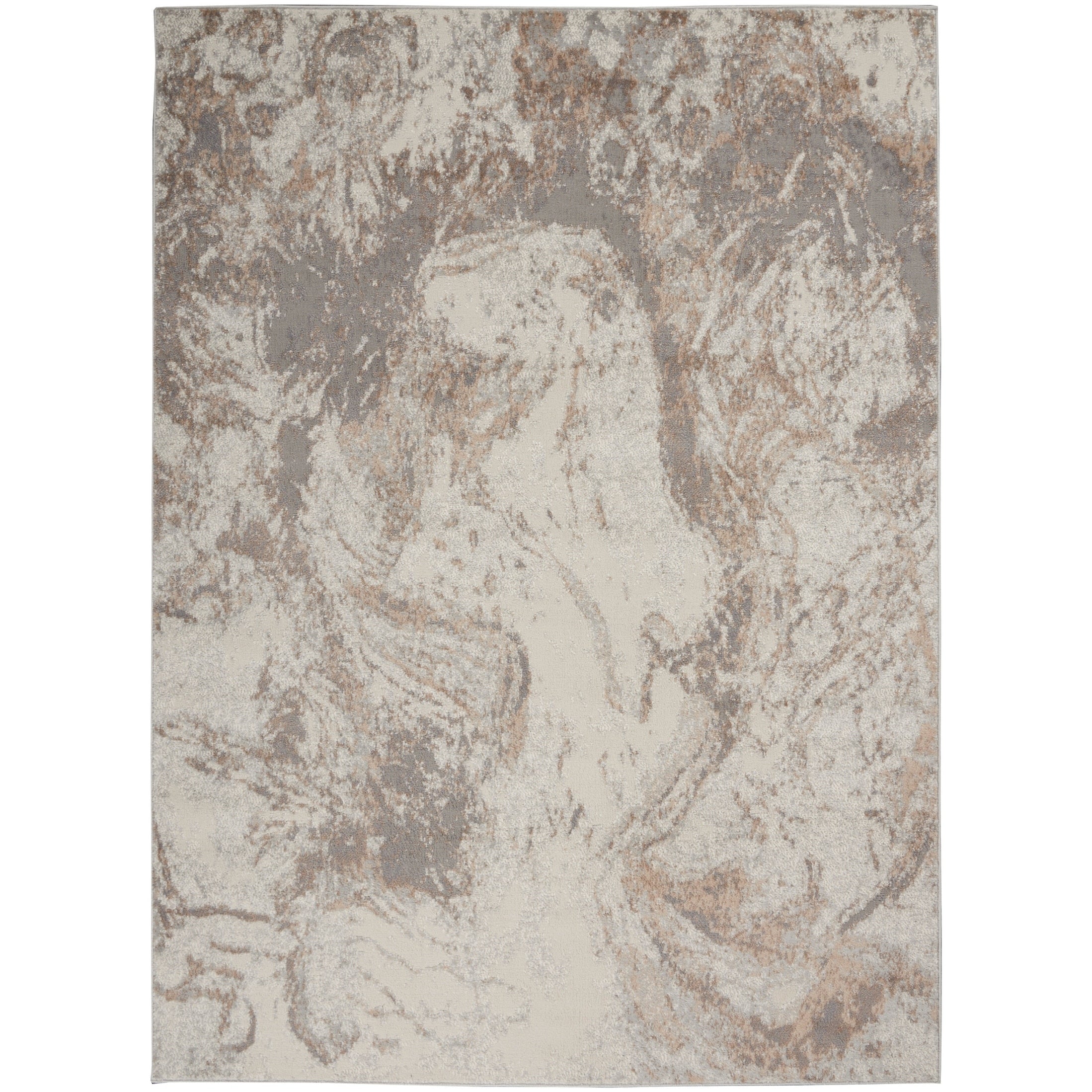 Nourison Elation Modern Abstract Ivory Grey Area Rug