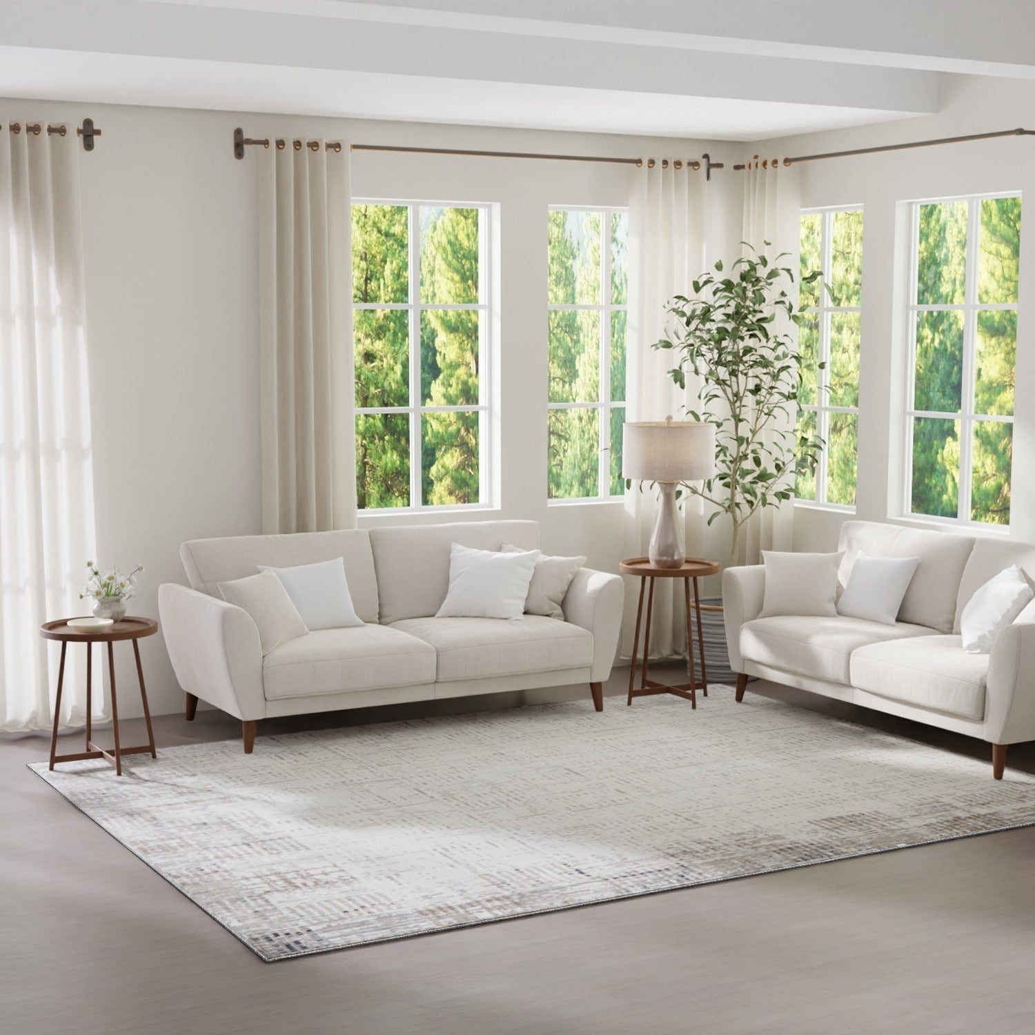 Nourison Emily Indoor only Ivory Grey Abstract Area Rug