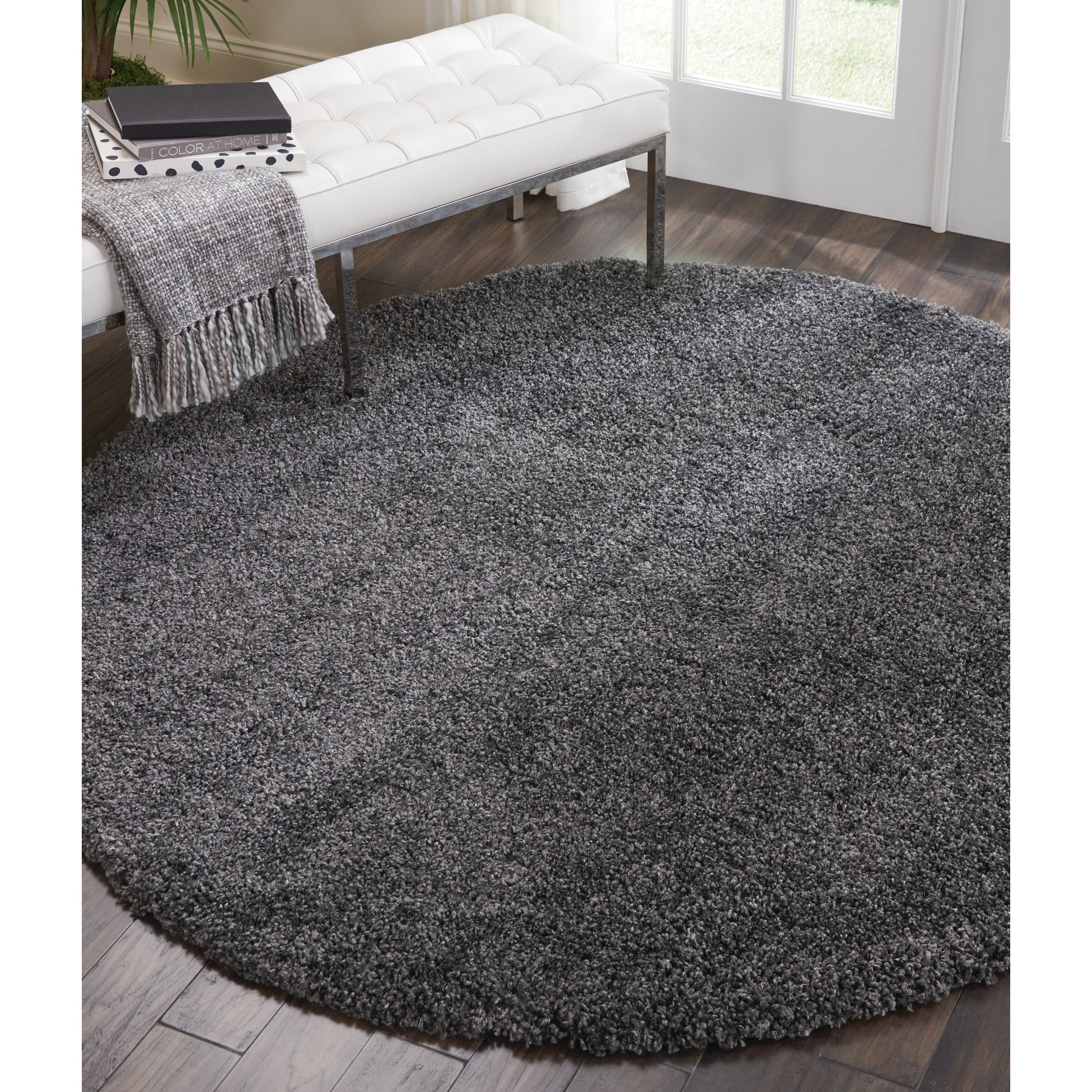Nourison Malibu Shag Modern Plush Solid Area Rug